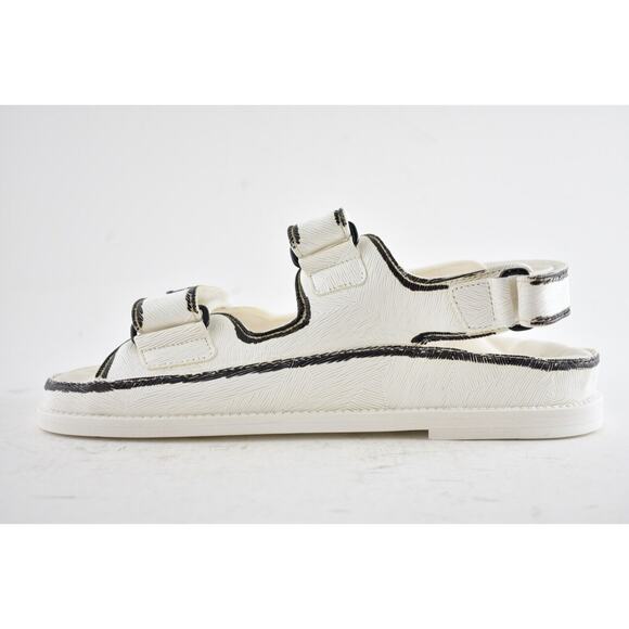 Chanel 22C White Black Graffiti CC Logo Mule Slide Strap Flat Dad Teva Sandal 39 - Picture 9 of 12